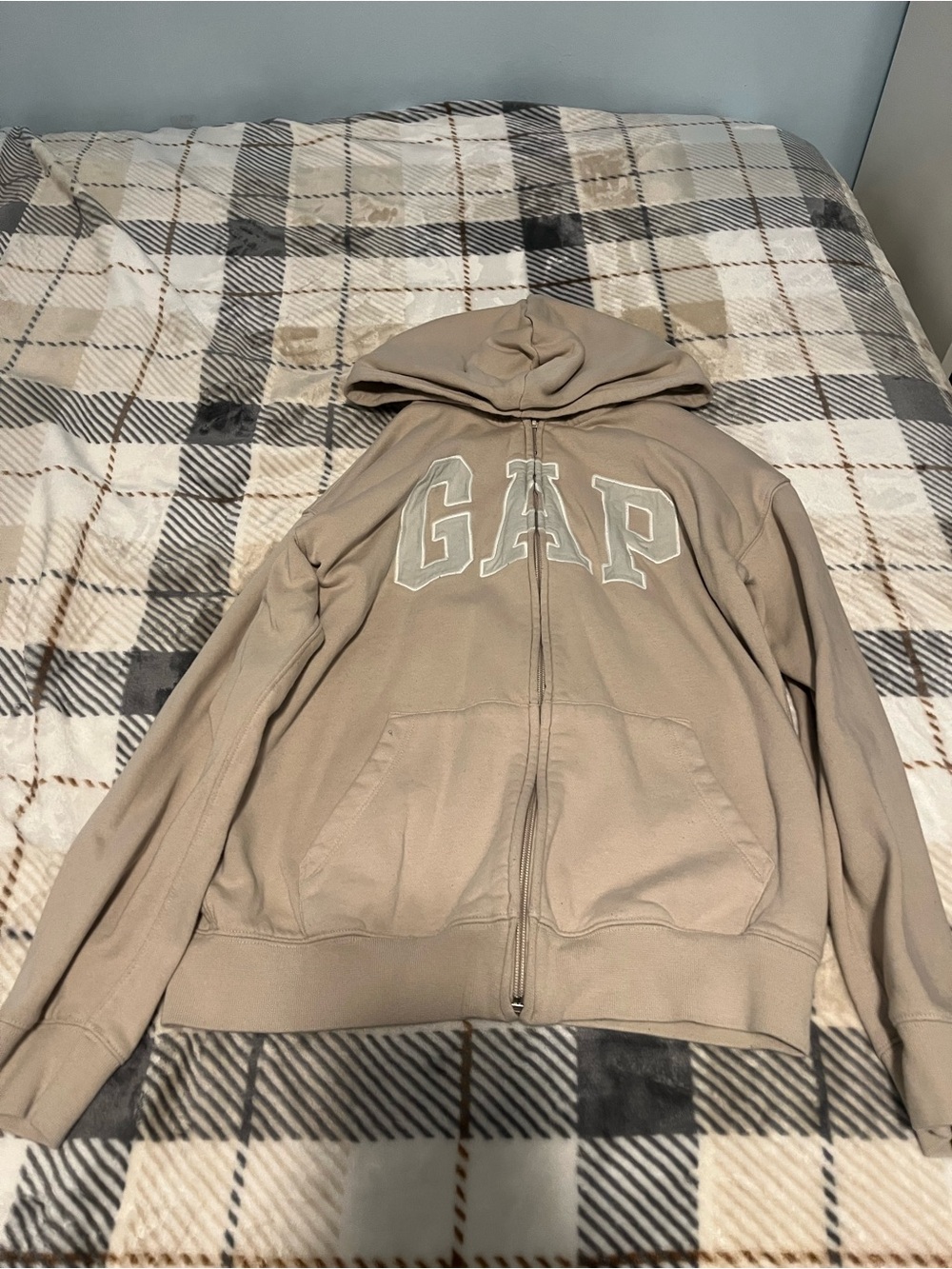GAP Kids Tan Zip Hoodie with Logo